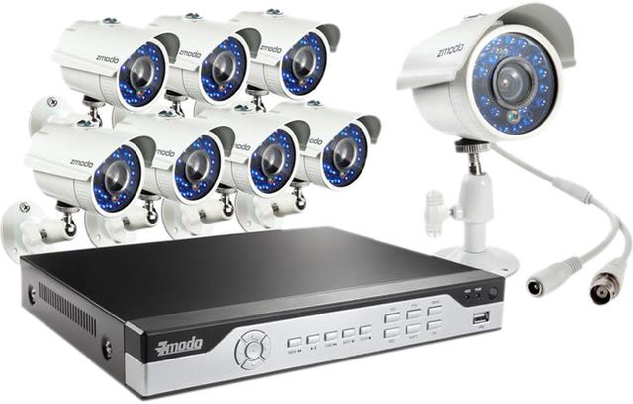 Main image of Zmodo KHI8-YARUZ8ZN 8 Channel H.264, 960H DVR Security System with 8 x 700TVL Night Vision w/IR Cut Outdoor Cameras (No HDD)