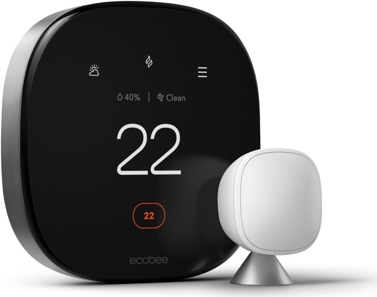 Ecobee Smart Thermostat Premium with voice control and Built in Air Quality Monitor and Smart Sensor, EB-STATE6C-01