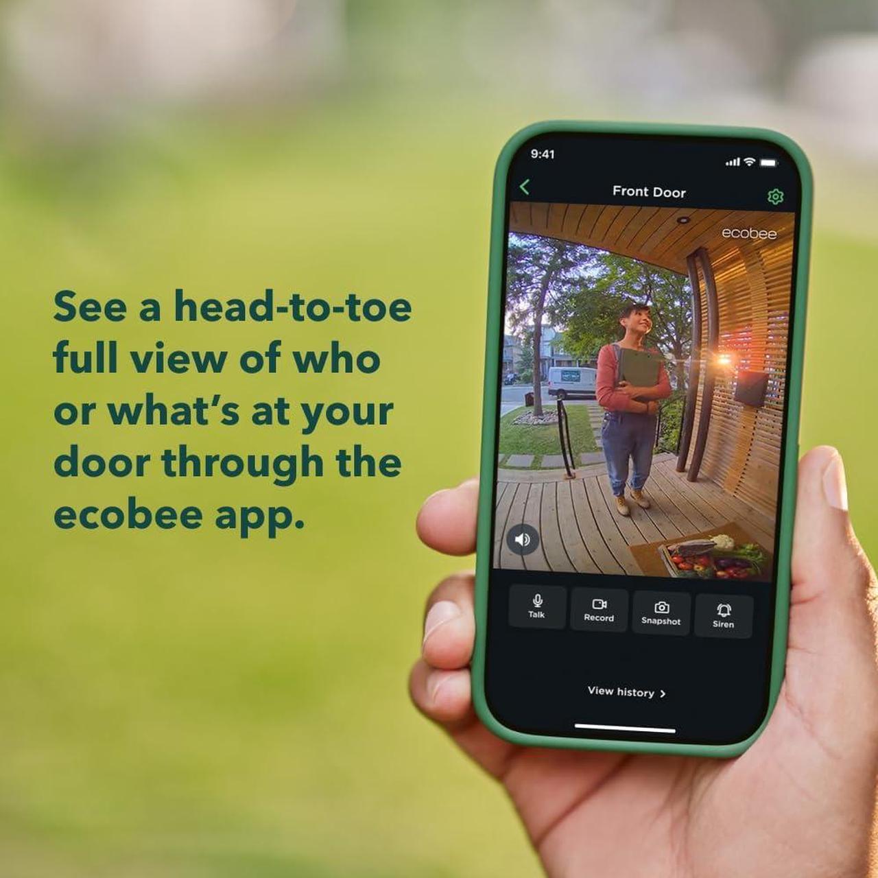 Alt view image 3 of 9 - Ecobee Smart Video Doorbell Camera (Wired) - with Industry Leading  HD Camera, Smart Security, Night Vision, Person and Package Sensors,  2-Way Talk, and Video & Snapshot Recording, Black