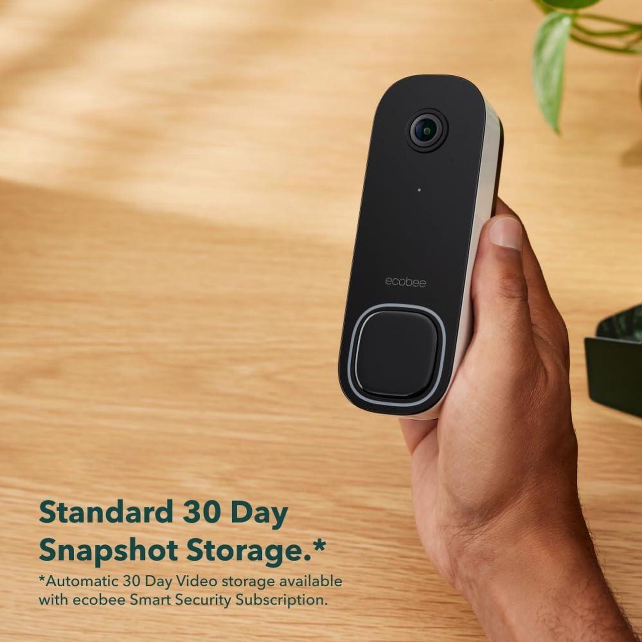 Alt view image 4 of 9 - Ecobee Smart Video Doorbell Camera (Wired) - with Industry Leading  HD Camera, Smart Security, Night Vision, Person and Package Sensors,  2-Way Talk, and Video & Snapshot Recording, Black