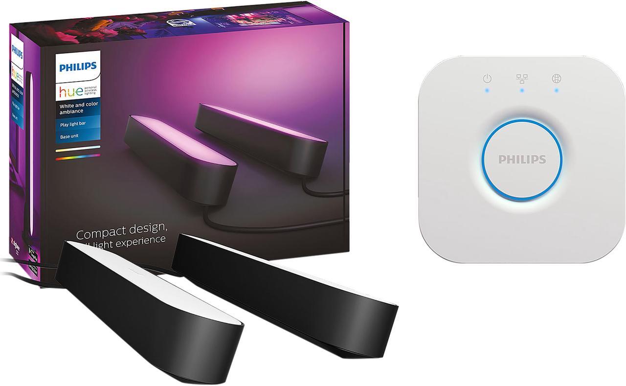 Main image of Philips Hue Play White & Color Ambiance Smart LED Bar Light (2-Pack) + Hue Bridge Bundle (7820230U7-KIT)