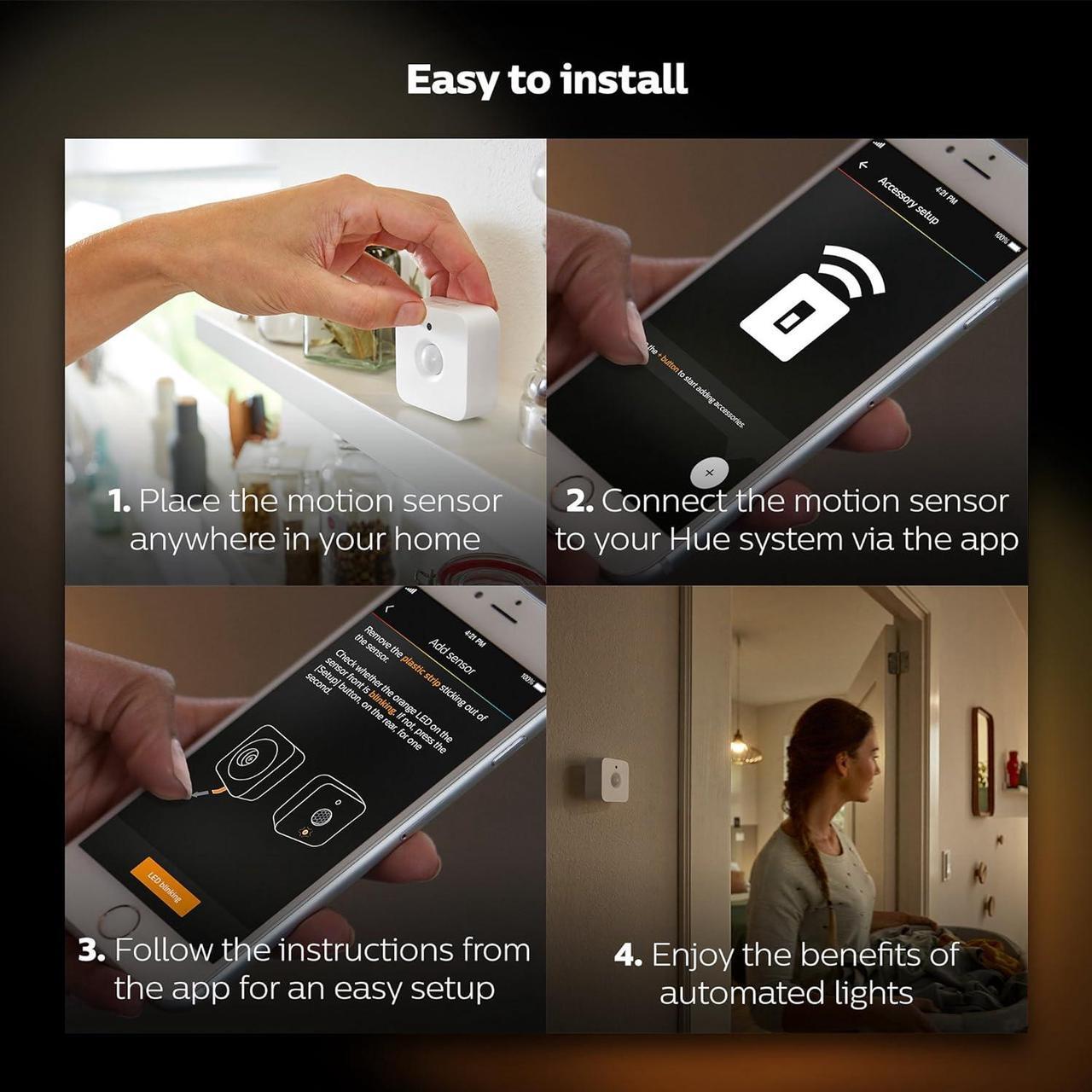 Alt view image 8 of 9 - Philips Hue Motion Sensor - Exclusively for Philips Hue Smart Lights - Requires Hue Bridge - Easy, No-Wire Installation