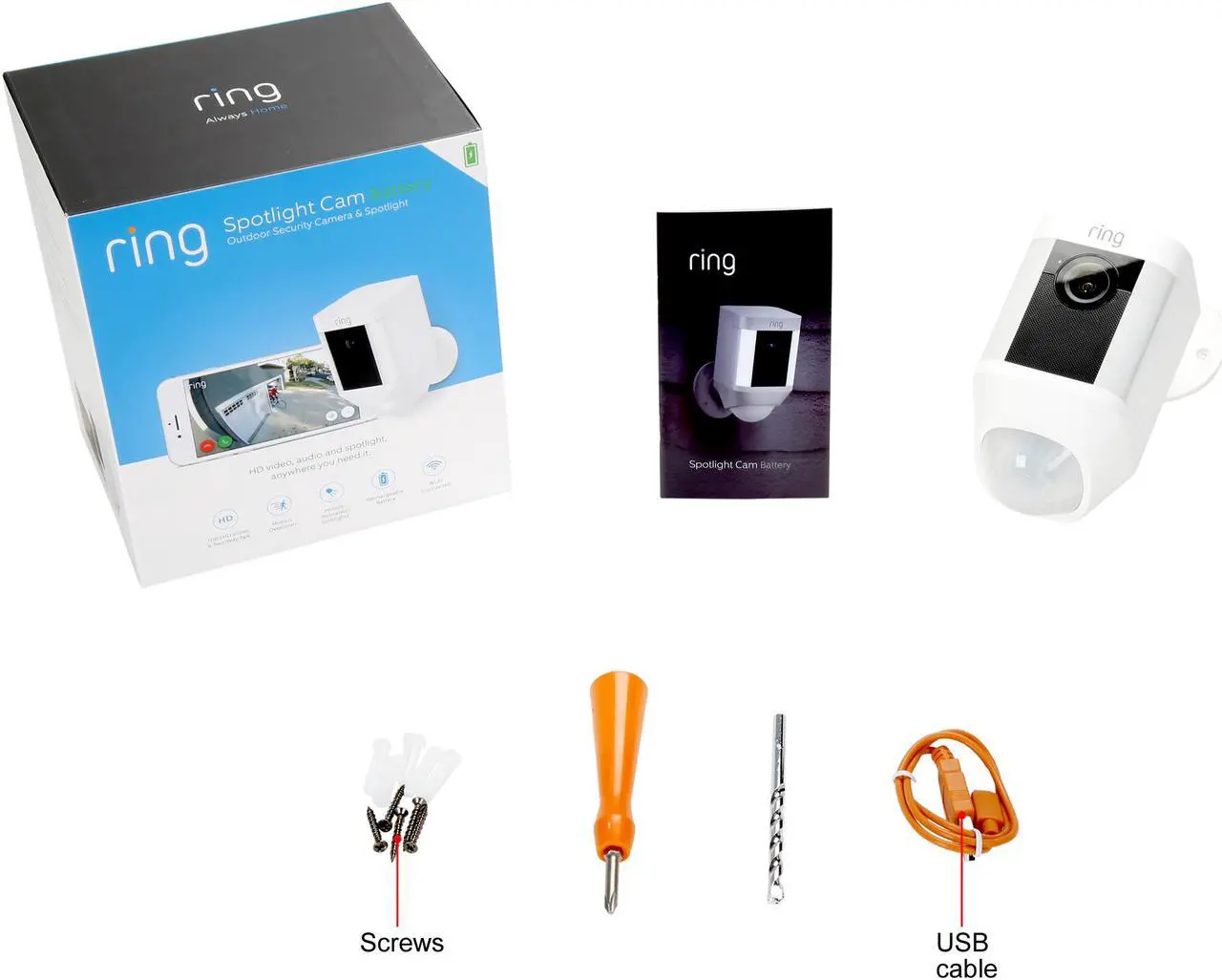 Alt view image 8 of 9 - Ring Spotlight Cam Battery HD Security Camera with Built Two-Way Talk and a Siren Alarm, White