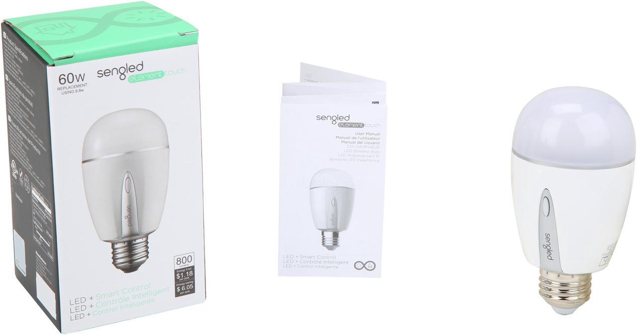 Alt view image 5 of 4 - Sengled Element Touch A19 Smart Light Bulb Dimmable, 60W Equivalent 2700k-3500k White, Energy Saving, Hub Required, Works with Alexa