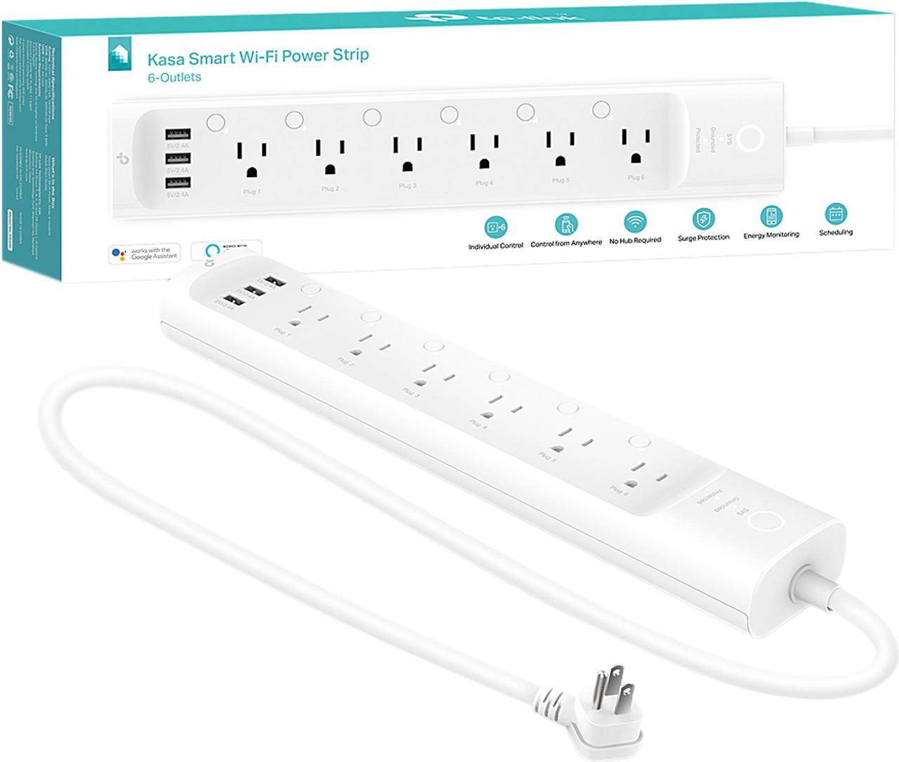 Alt view image 6 of 10 - Kasa Smart Plug Power Strip HS300, Surge Protector with 6 Individually Controlled Smart Outlets and 3 USB Ports, Works with Alexa & Google Home, No Hub Required
