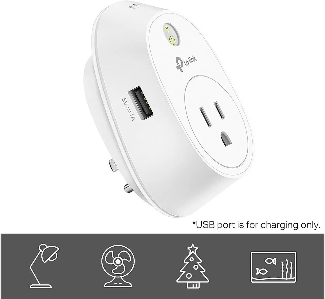 Alt view image 4 of 13 - TP-LINK HS110 V2 Smart Plug with USB Charging Port, Wi-Fi Enabled, Control Your Electronics from Anywhere, Energy Monitoring, Compatible with Google Home and Amazon Echo Alexa
