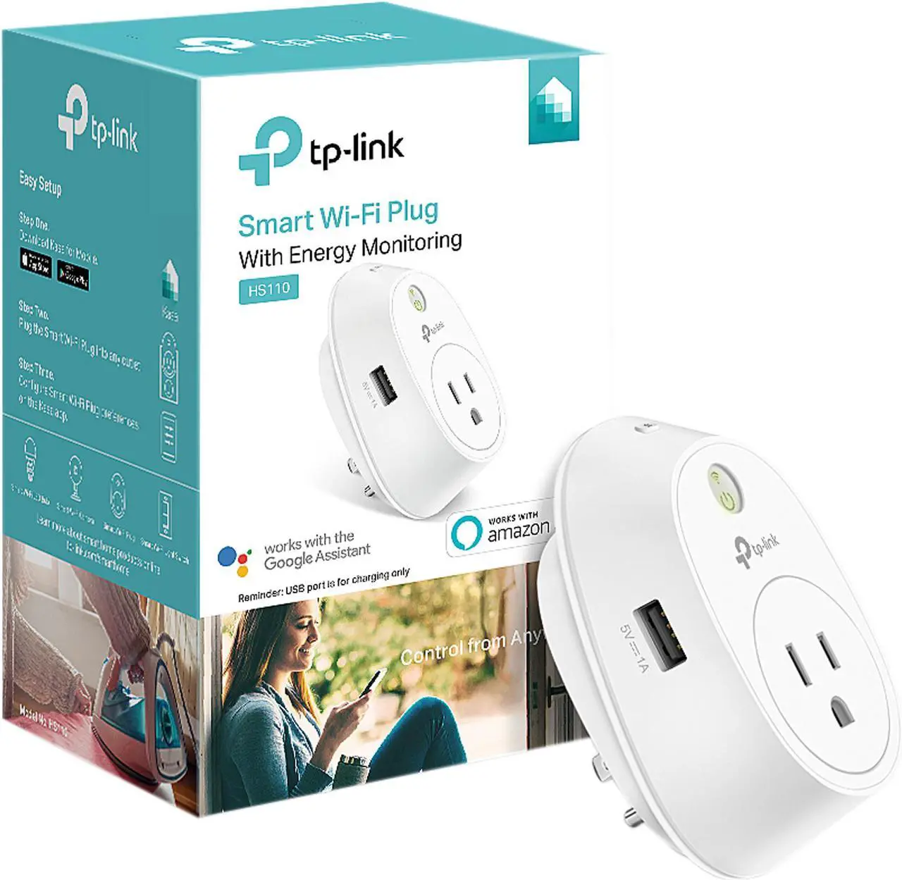 Alt view image 5 of 13 - TP-LINK HS110 V2 Smart Plug with USB Charging Port, Wi-Fi Enabled, Control Your Electronics from Anywhere, Energy Monitoring, Compatible with Google Home and Amazon Echo Alexa