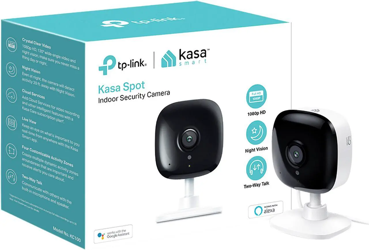 Alt view image 5 of 4 - Kasa KC100 by TP-Link, 1080P HD Smart Wi-Fi Security Camera with Night Vision, Motion Detection, Remote Monitor, Works with Google Assistant and Alexa