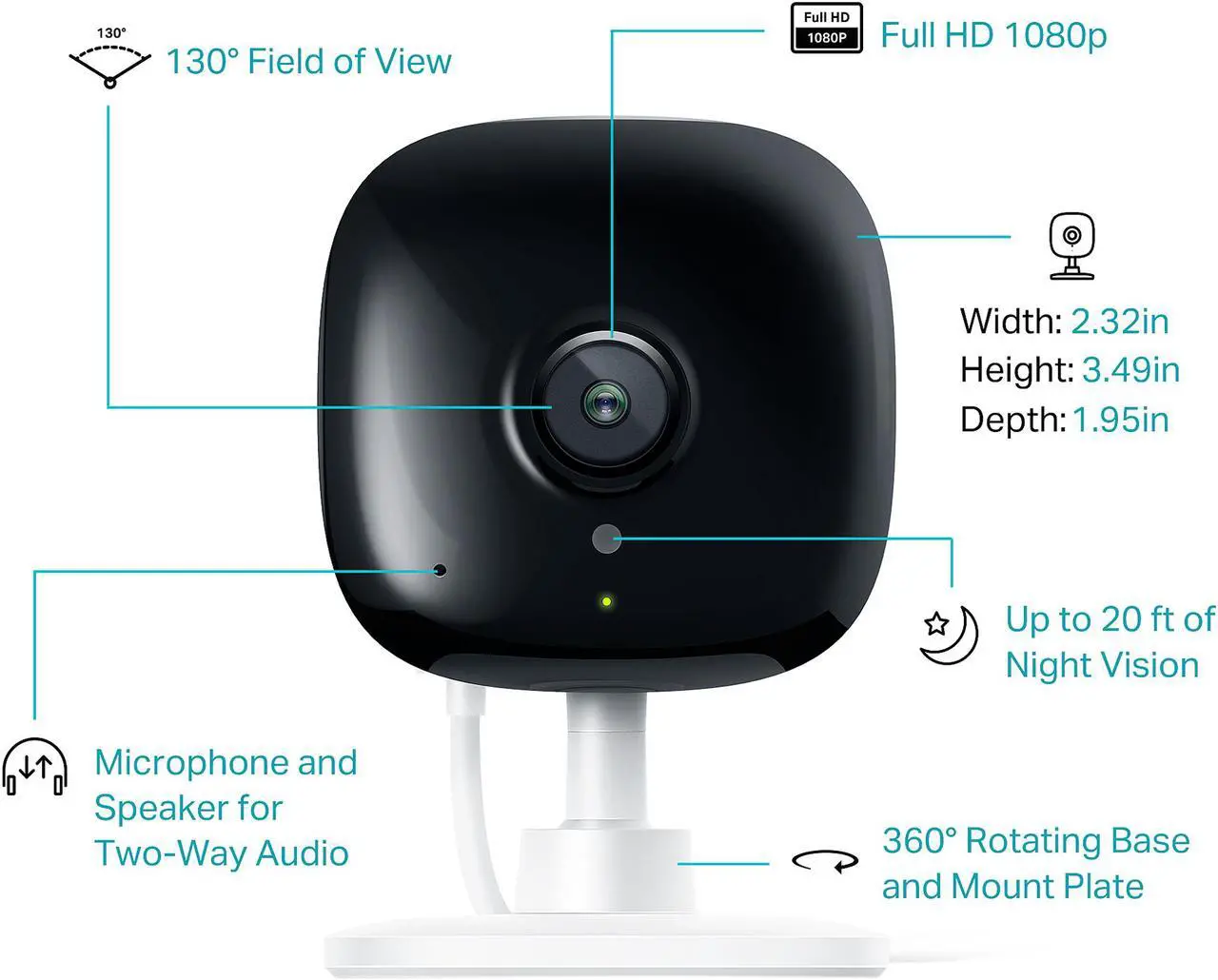 Alt view image 4 of 4 - Kasa KC100 by TP-Link, 1080P HD Smart Wi-Fi Security Camera with Night Vision, Motion Detection, Remote Monitor, Works with Google Assistant and Alexa