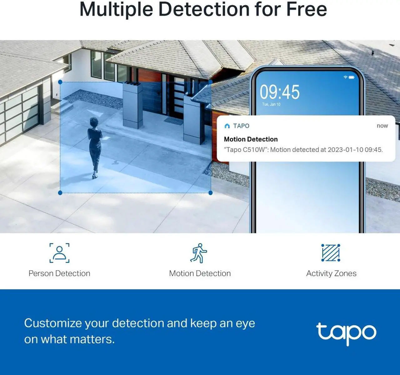 Alt view image 5 of 10 - TP-Link Tapo 2K Outdoor Pan/Tilt Security Wi-Fi Camera, 360° View, Motion Tracking, Compatible with Alexa & Google Home, Night Vision, Free AI Detection, Up to 512GB Storage (Tapo C510W)