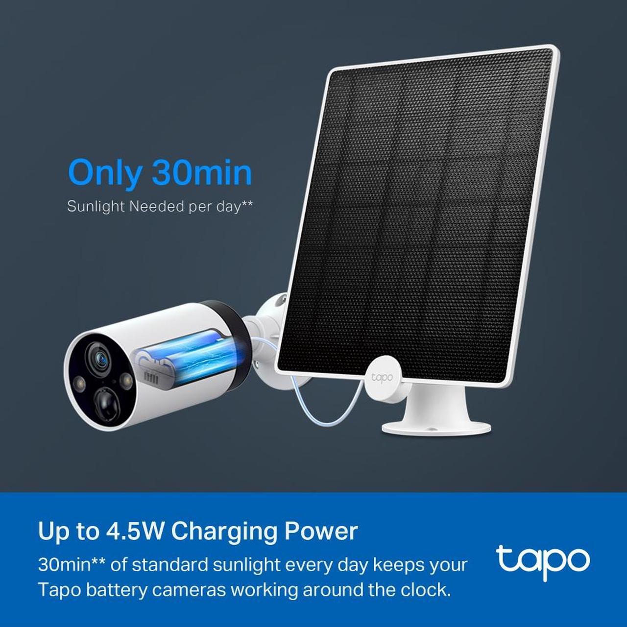 Alt view image 3 of 7 - TP-Link Tapo Solar Panel, Long-Lasting Charging Power with High-Efficiency Solar Cells, IP65 Weatherproof, 360° Adjustable Angle, Compatible with Battery Cameras
