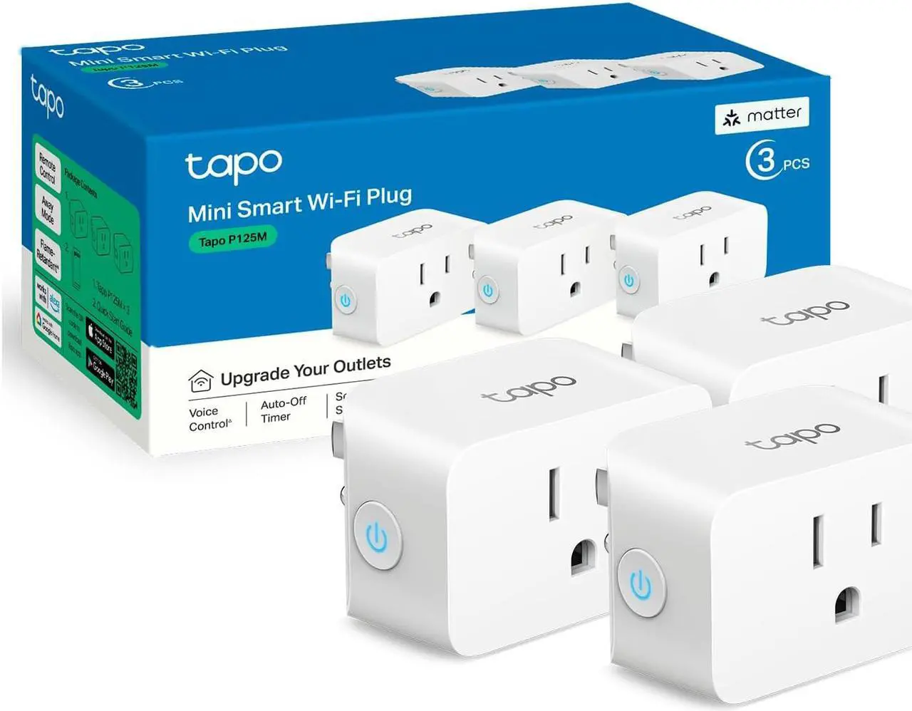 Main image of TP-LINK Tapo P125M Mini Smart Wi-Fi Plug | Pack of 3