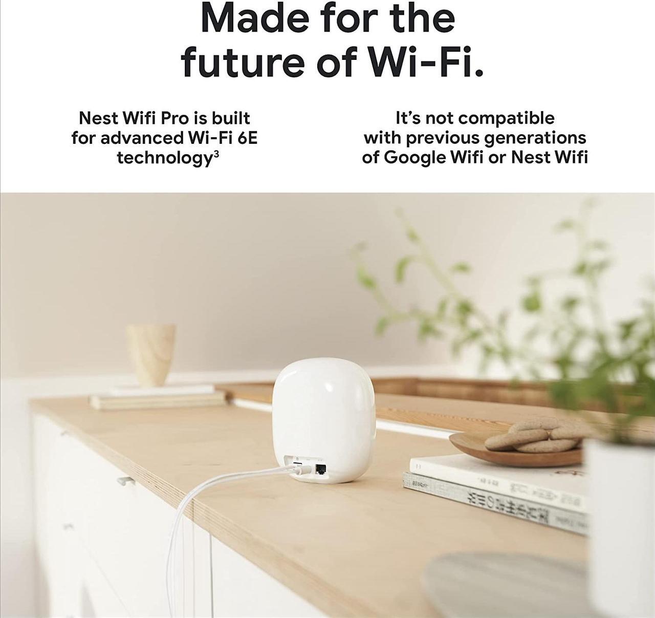 Alt view image 3 of 7 - Google Nest GA03690-CA WiFi Pro - Wi-Fi 6E - Reliable Home Wi-Fi System with Fast Speed and Whole Home Coverage - Mesh Wi-Fi Router - 3 Pack - Snow