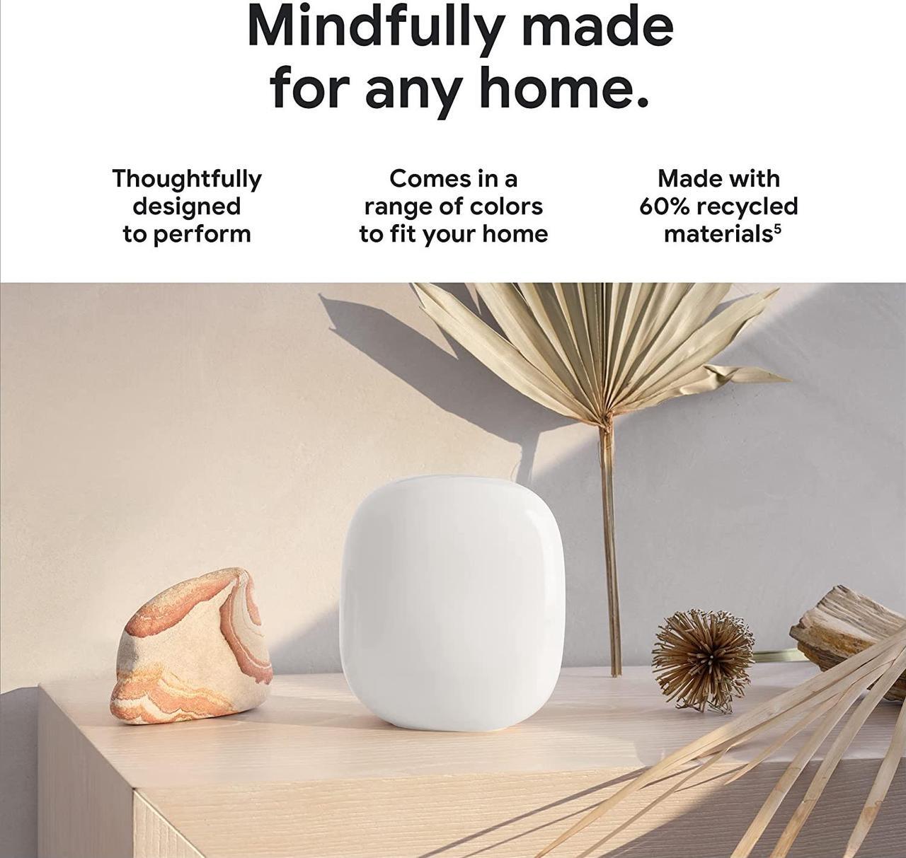 Alt view image 7 of 7 - Google Nest GA03690-CA WiFi Pro - Wi-Fi 6E - Reliable Home Wi-Fi System with Fast Speed and Whole Home Coverage - Mesh Wi-Fi Router - 3 Pack - Snow