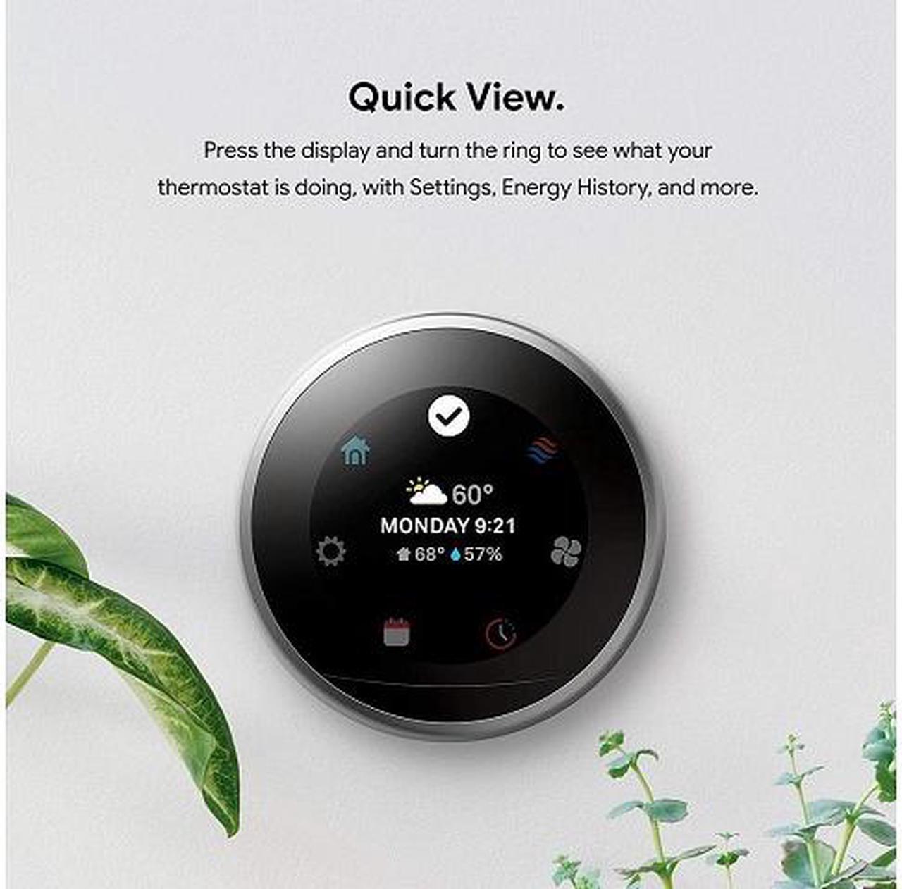 Alt view image 4 of 5 - Google Nest Learning Thermostat - Programmable Smart Thermostat for Home - 3rd Generation Nest Thermostat - Compatible with Alexa - Stainless Steel-Renewed