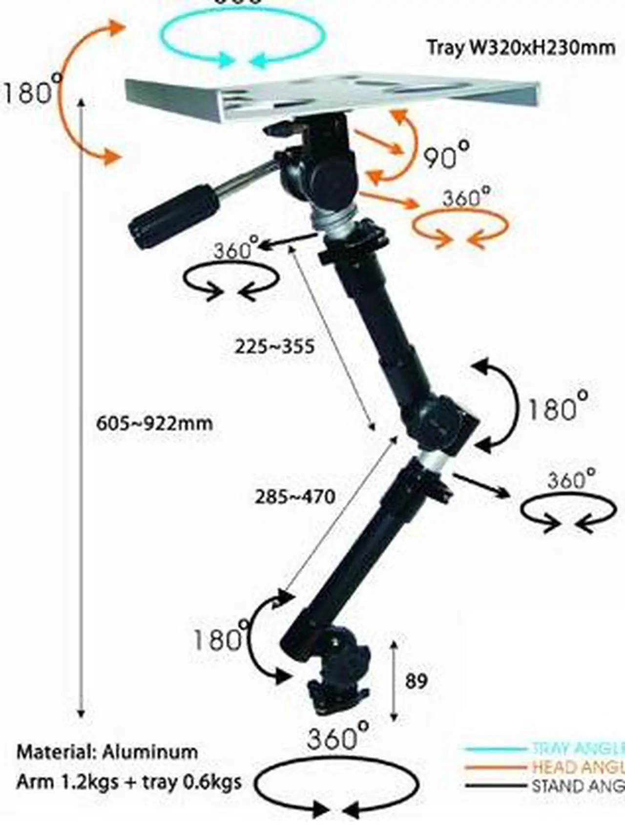 Alt view image 11 of 11 - Rosewill Vehicle Laptop Holder RMS-A520