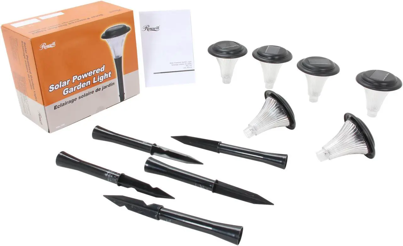Alt view image 6 of 6 - Rosewill Black Solar Garden Lights - 6 Lights Set