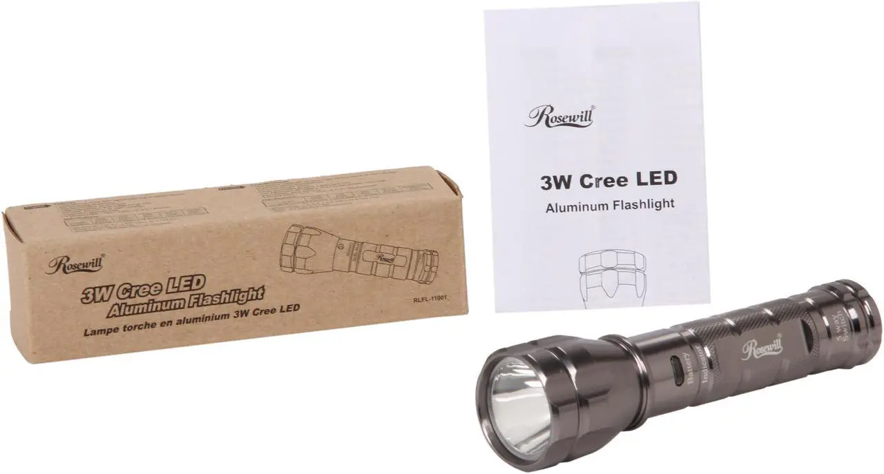 Alt view image 4 of 4 - Rosewill RLFL-11001 3W 220 Lumen Cree LED Aluminum Flashlight