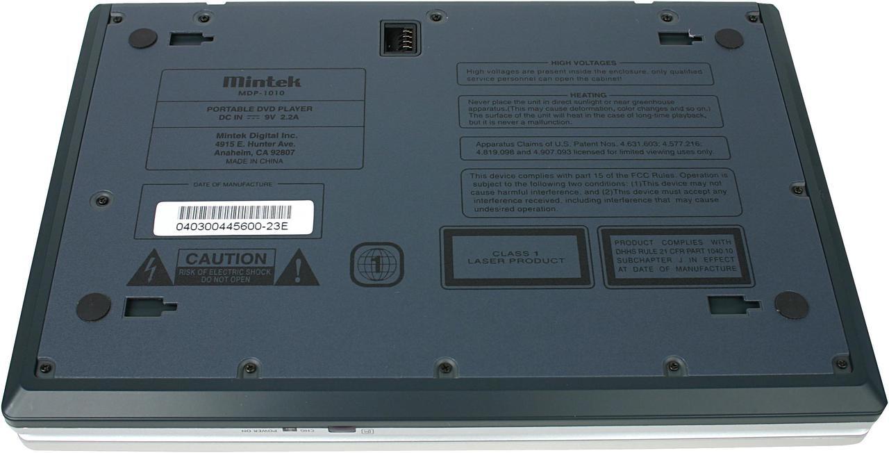 Alt view image 7 of 9 - Mintek MDP-1010 Portable MPEG4 DVD Player W/ 10.2" 16:9 LCD