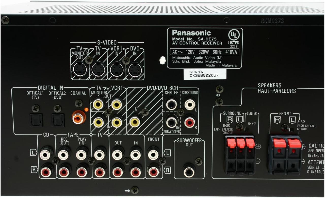 Alt view image 6 of 9 - Panasonic SA-HE75 5.1-Channel Black Home Theater Receiver