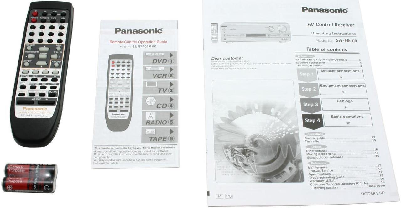 Alt view image 8 of 9 - Panasonic SA-HE75 5.1-Channel Black Home Theater Receiver
