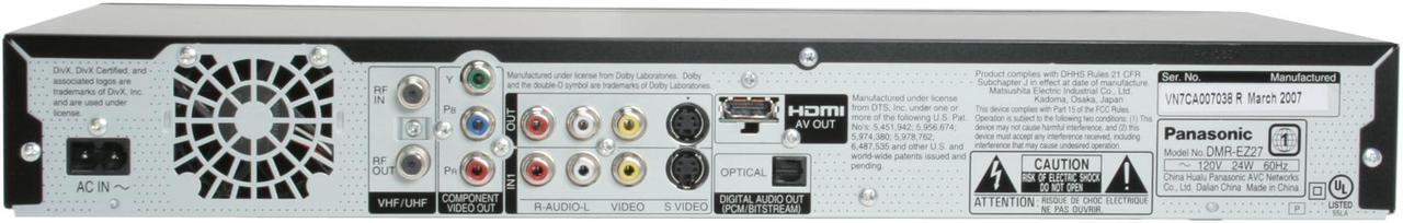 Alt view image 5 of 12 - Panasonic DVD Recorder DMR-EZ27K
