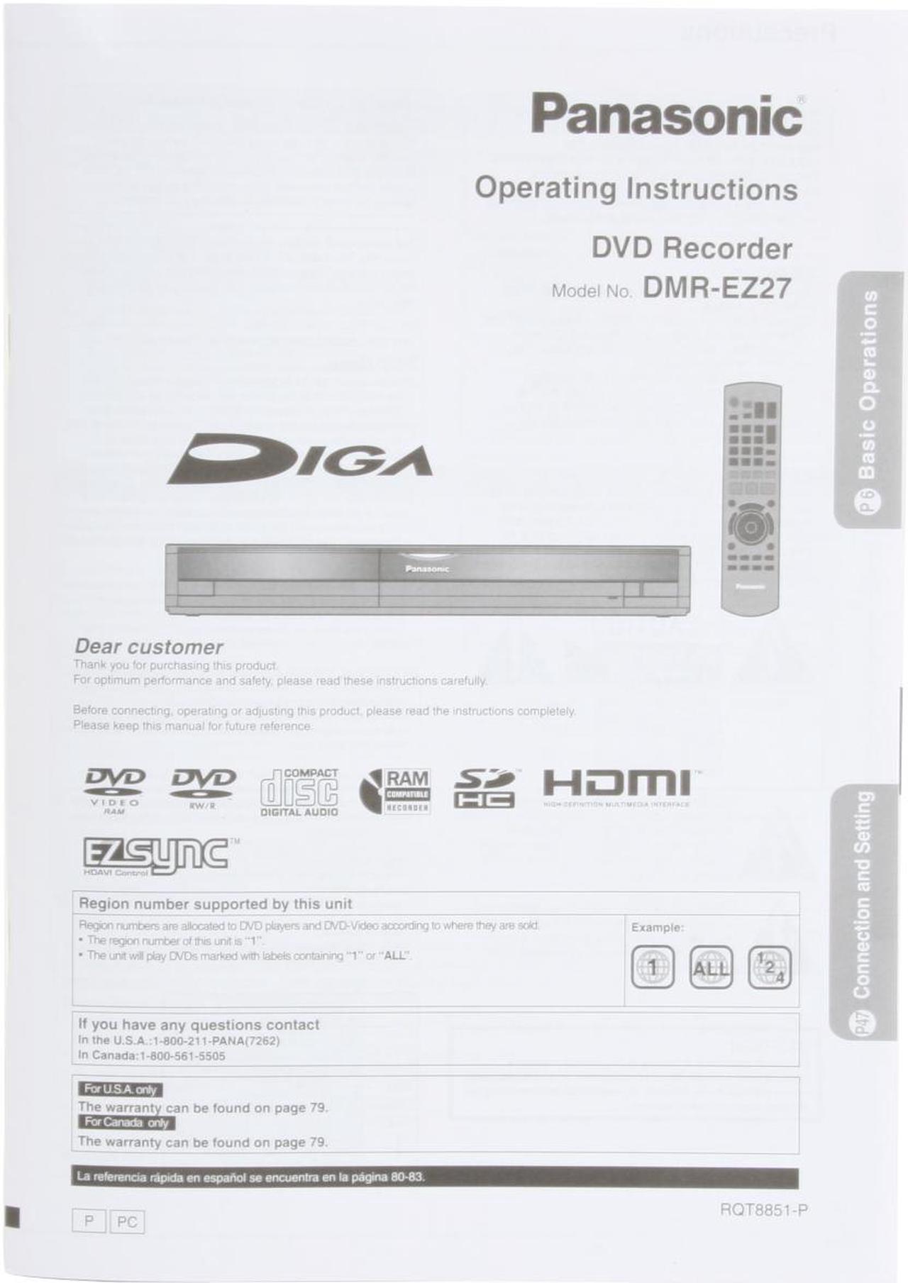 Alt view image 9 of 12 - Panasonic DVD Recorder DMR-EZ27K