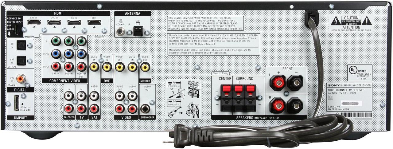 Alt view image 4 of 5 - SONY STR-DH500 5.1-Channel Home Theater A/V Receiver