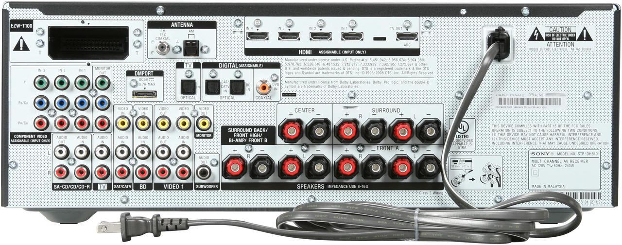 Alt view image 4 of 5 - SONY 7.1-Channel Home Theater A/V Receiver STR-DH810