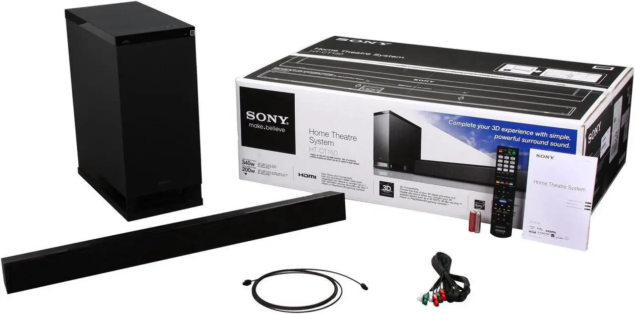 Alt view image 12 of 12 - Sony HT-CT150 Home Theater Sound Bar and Subwoofer System