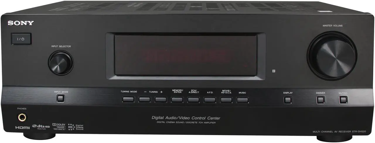 Alt view image 2 of 6 - SONY STR-DH520 7.1-Channel, 3D pass-through 6 HD inputs 4 HDMI HD Cinema Sound A/V Receiver