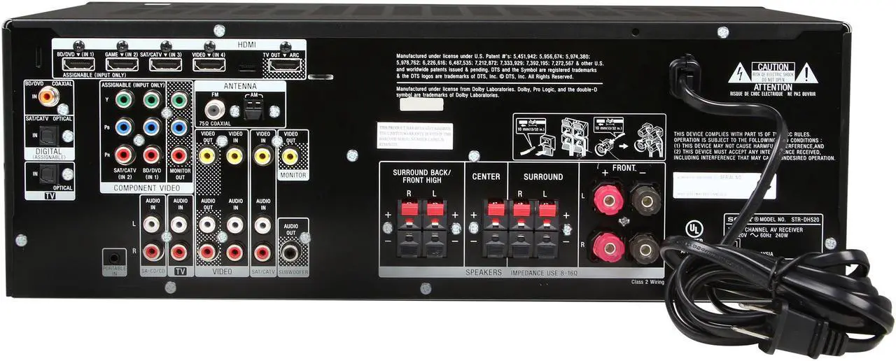 Alt view image 4 of 6 - SONY STR-DH520 7.1-Channel, 3D pass-through 6 HD inputs 4 HDMI HD Cinema Sound A/V Receiver