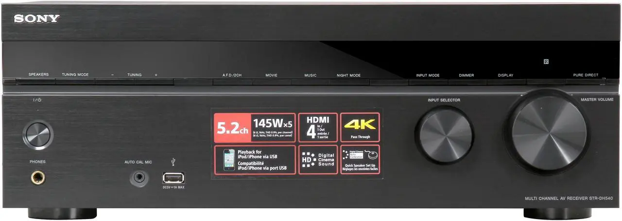 Alt view image 2 of 6 - SONY STRDH540 5.2-Channel 4K AV Receiver