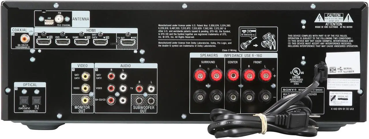 Alt view image 4 of 6 - SONY STRDH540 5.2-Channel 4K AV Receiver