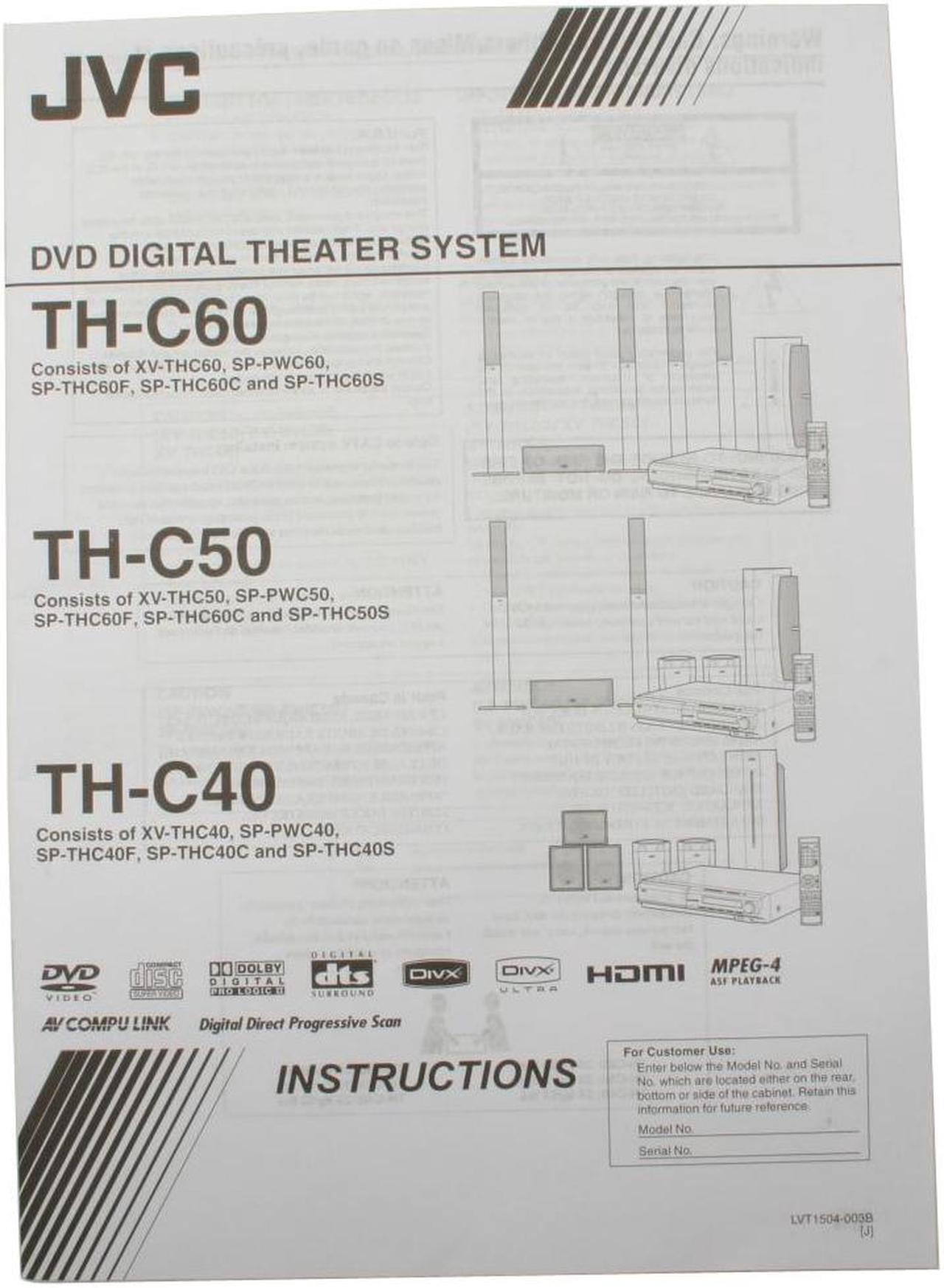 Alt view image 10 of 20 - JVC THC50 5 Disc DVD Home Theater in A Box w/Reciever & USB Input