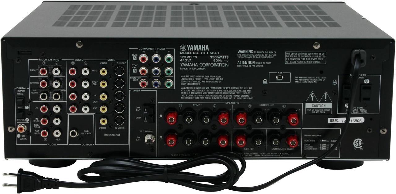 Alt view image 4 of 6 - YAMAHA HTR-5840 6.1-Channel Digital Home Theater Receiver