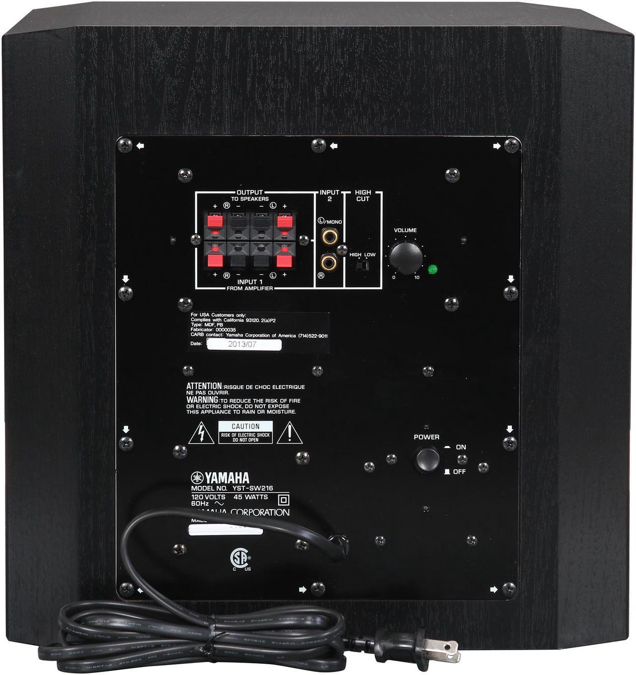 Alt view image 4 of 6 - Yamaha YST-SW216 Powered Subwoofer