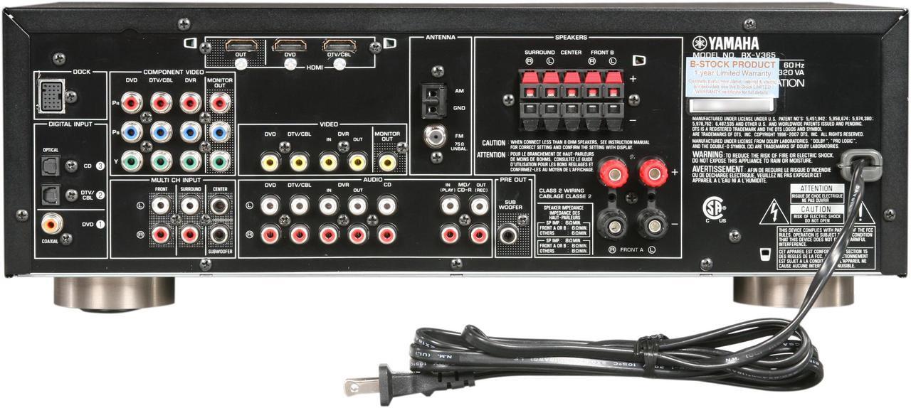 Alt view image 4 of 6 - YAMAHA RX-V365 5.1-Channel Digital Home Theater Receiver