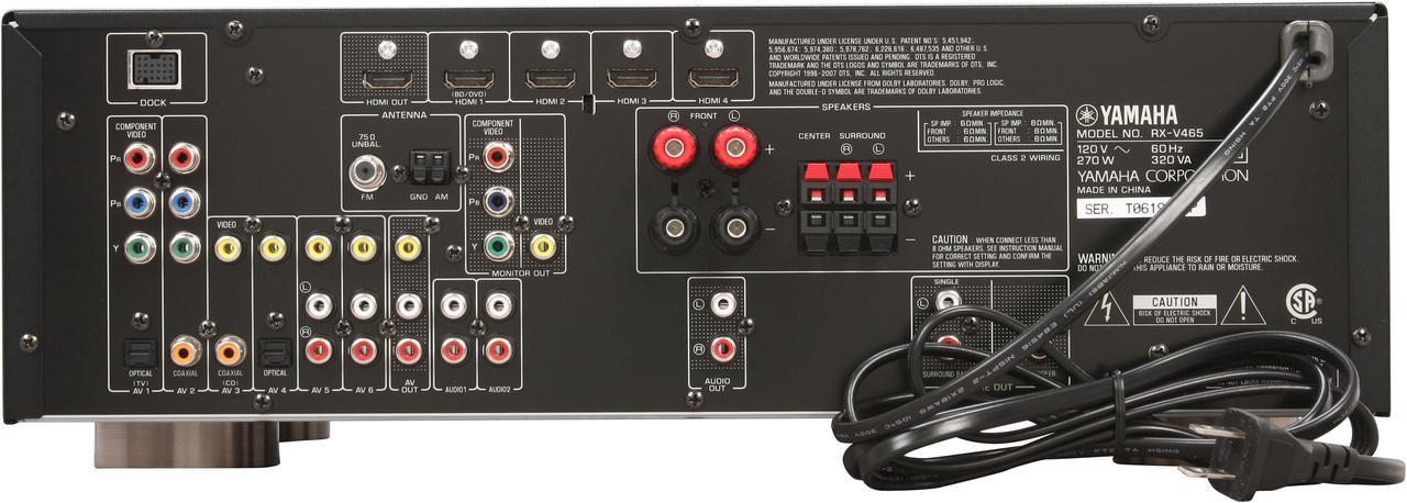 Alt view image 7 of 14 - YAMAHA RX-V465 5.1-Channel Digital Home Theater Receiver