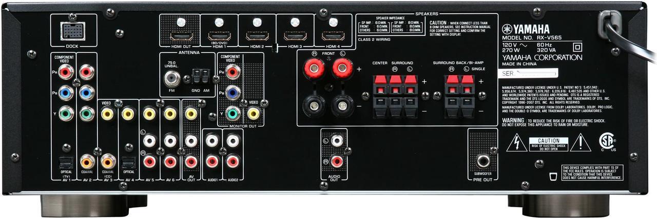Alt view image 4 of 5 - YAMAHA RX-V565 7.1-Channel Home Theater Receiver