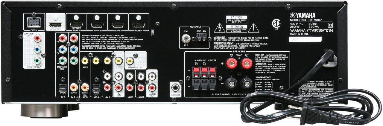Alt view image 4 of 6 - YAMAHA 5.1-Channel Digital Home Theater Receiver RX-V367