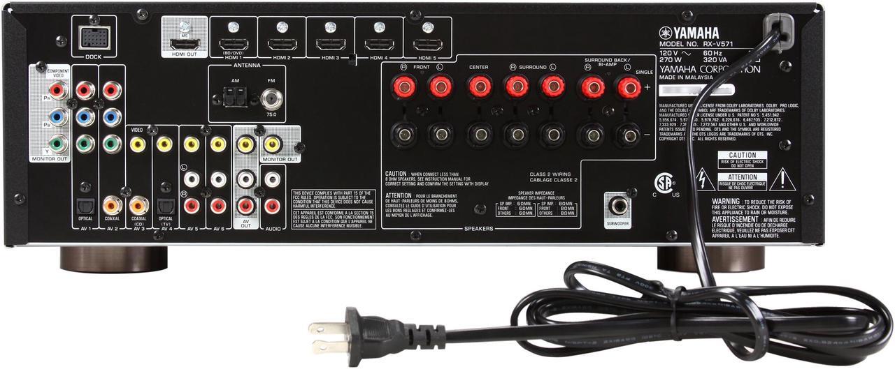 Alt view image 4 of 6 - YAMAHA RX-V571 7.1-Channel AV Receiver