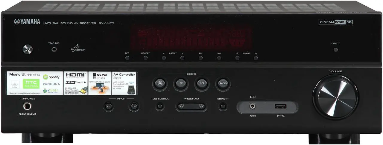 Alt view image 3 of 6 - Yamaha RX-V477 5.1 Channel Network AV Receiver