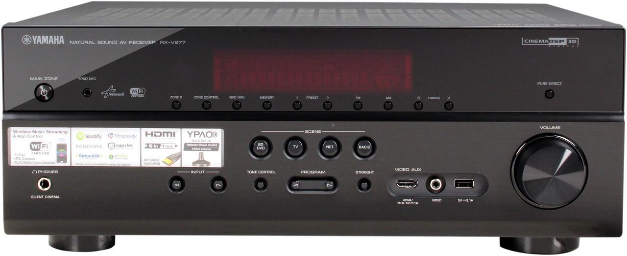 Alt view image 2 of 6 - Yamaha RX-V677 7.2 Channel Wi-Fi Network AV Receiver