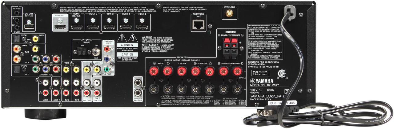 Alt view image 4 of 6 - Yamaha RX-V677 7.2 Channel Wi-Fi Network AV Receiver