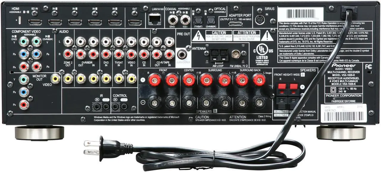Alt view image 4 of 6 - Pioneer VSX-1020-K 7.1-Channel 3-D Ready A/V Receiver