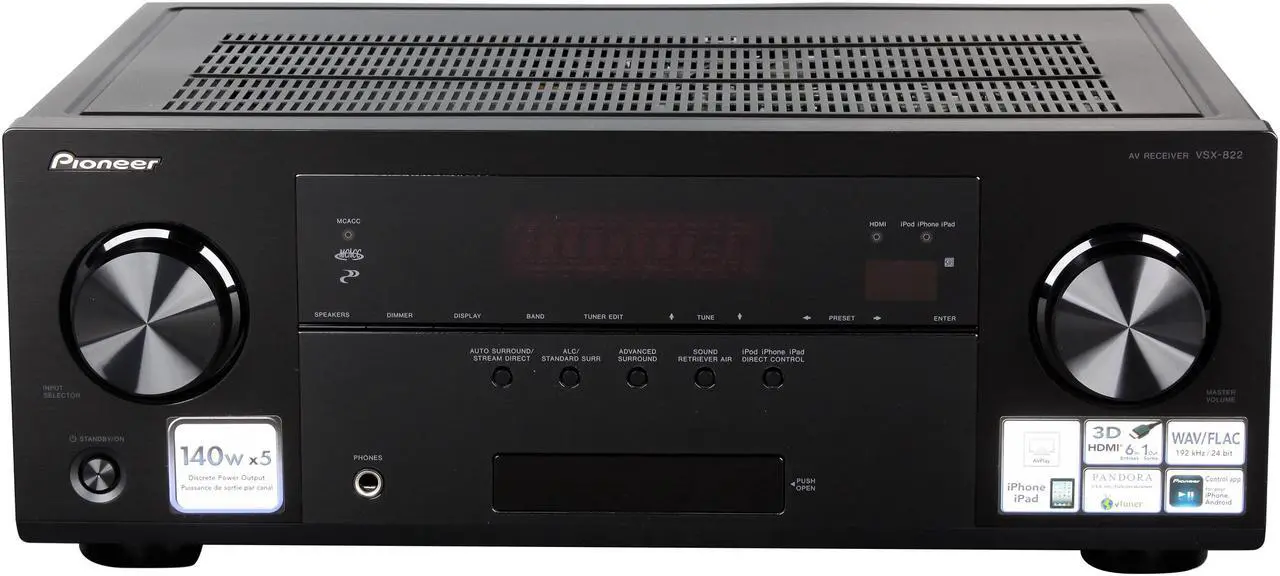 Alt view image 2 of 6 - Pioneer VSX-822-K 5.1-Channel 3D Ready A/V Receiver
