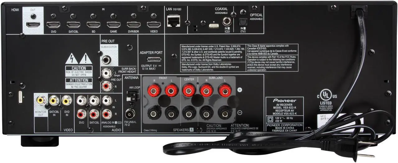 Alt view image 4 of 6 - Pioneer VSX-822-K 5.1-Channel 3D Ready A/V Receiver