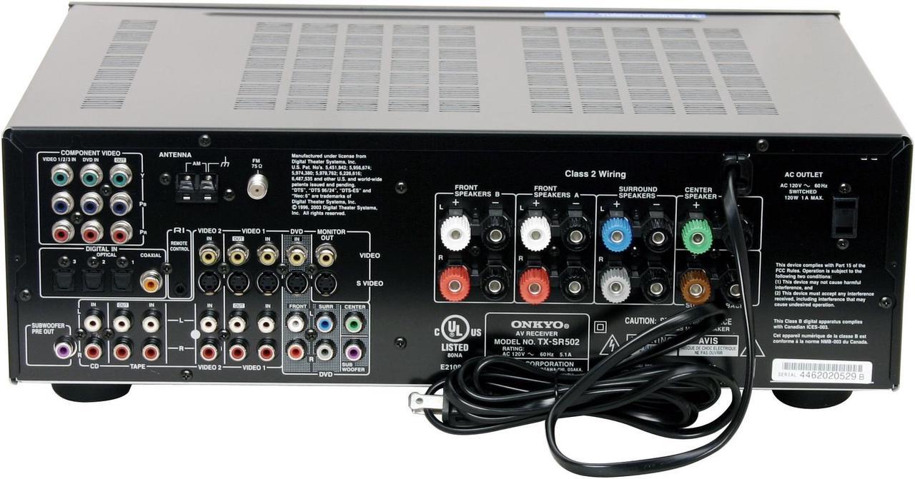 Alt view image 5 of 7 - ONKYO TX-SR502 6.1-Channel Home Theater Receiver