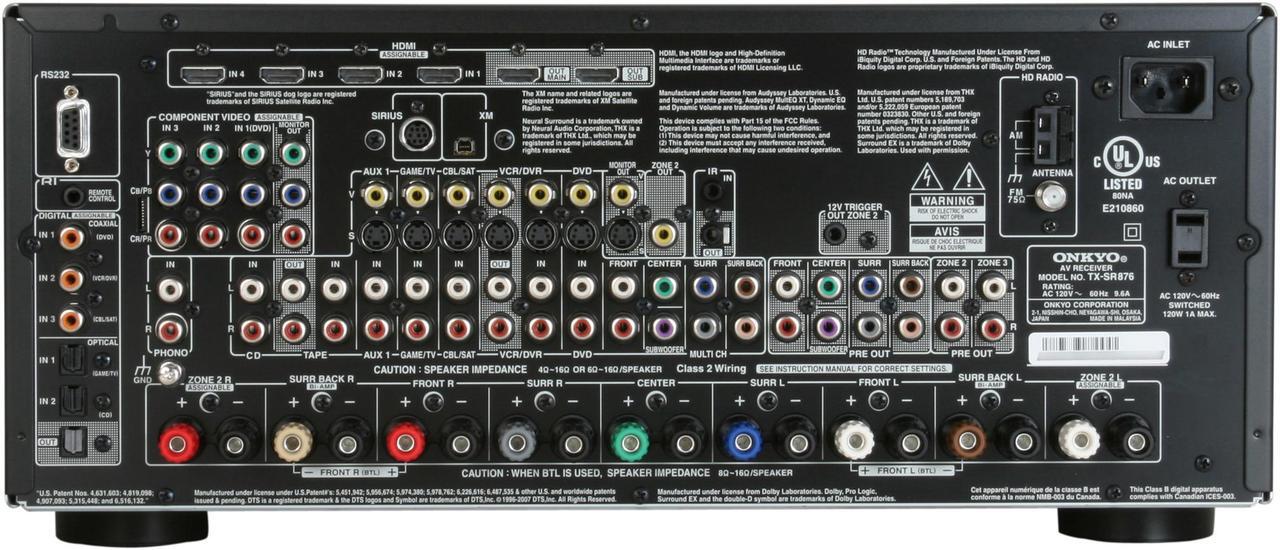 Alt view image 5 of 6 - ONKYO TXSR876 7.1-Channel Black Home Theater Receivers